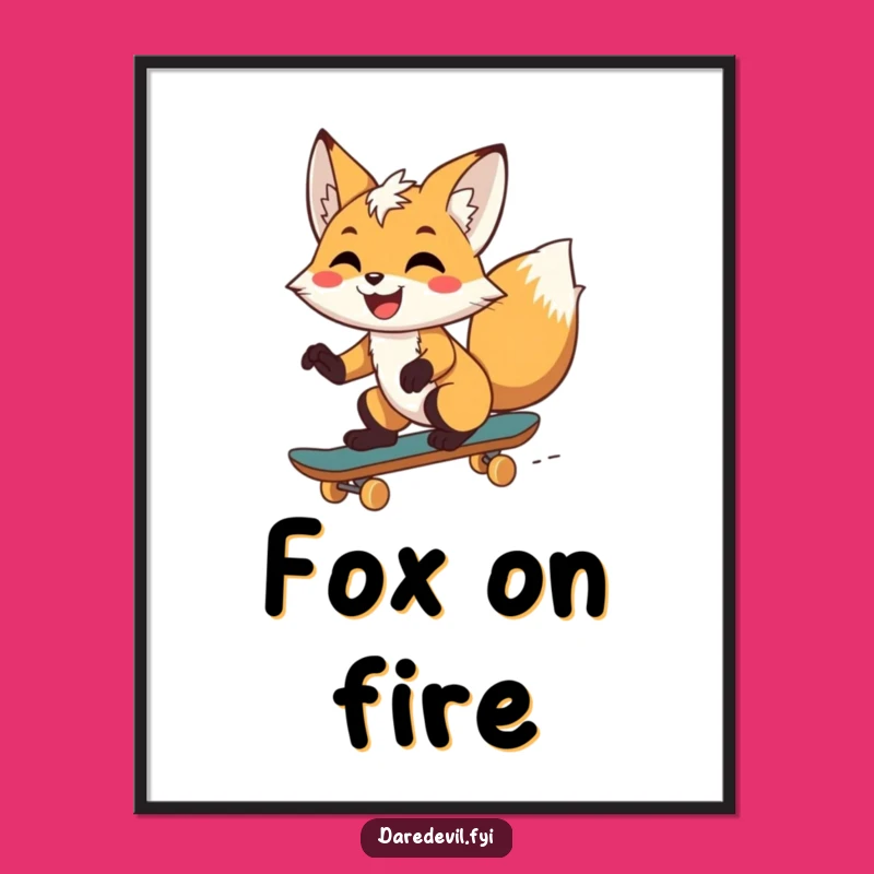 Funny Fox Skateboarder Digital Art: Instant Joy for Your Walls!