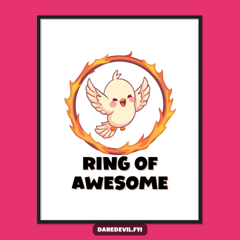 Funny Bird Digital Art: Hilarious Fire Hoop Print, Comedic Wall Art Download!