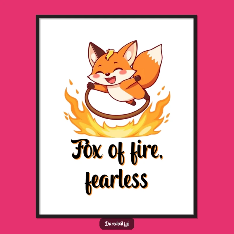 Funny Fox Digital Art: Fiery Leap Print, Instant Gift