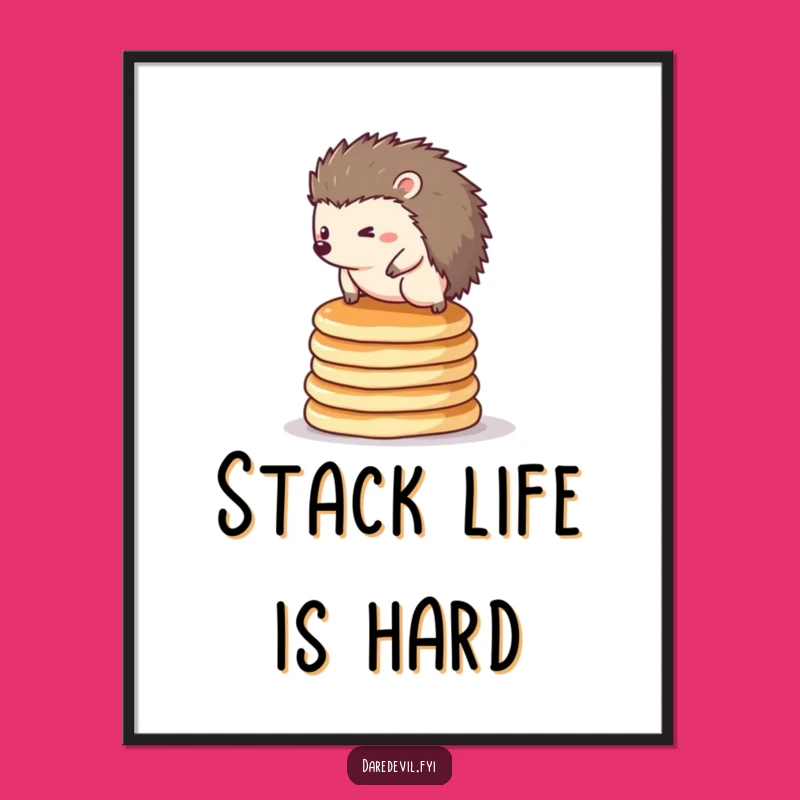 Funny Hedgehog Pancake Digital Print: Instant Hilarious Wall Art, Perfect Quirky Funny Gift