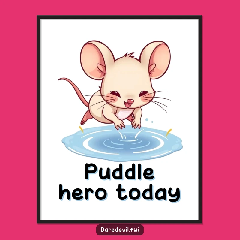 Funny Mouse Daring Dive Digital Art - Vibrant & Hilarious Decor Print
