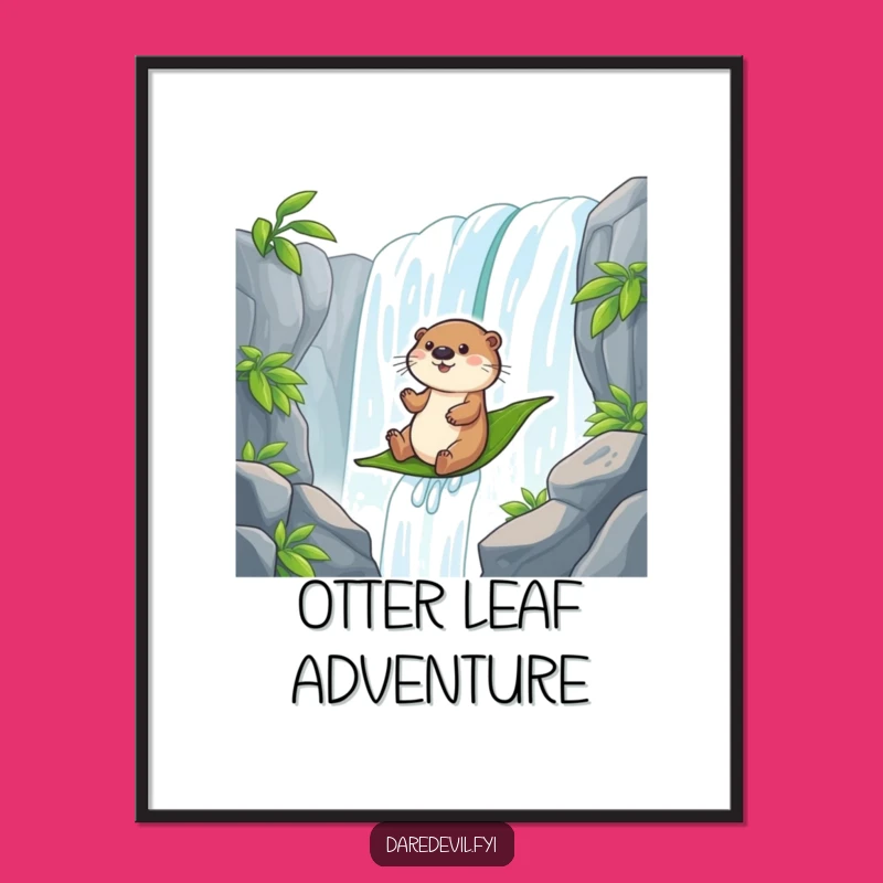 Funny Otter Waterfall Slide Digital Art - Instant Adventure for Your Walls
