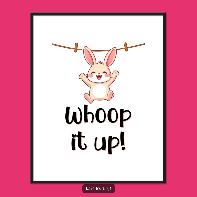 Funny Rabbit Clothesline Digital Art: Hilarious Joy for Your Walls