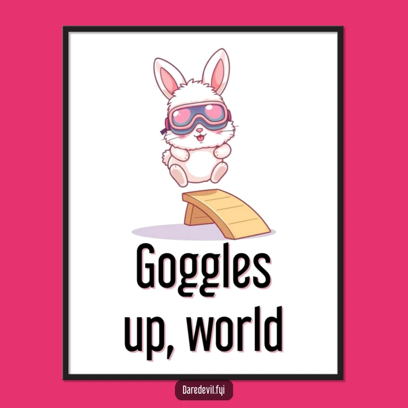 Funny Bunny Goggles Digital Print: Extreme Leaping Art, Instant Humorous Gift