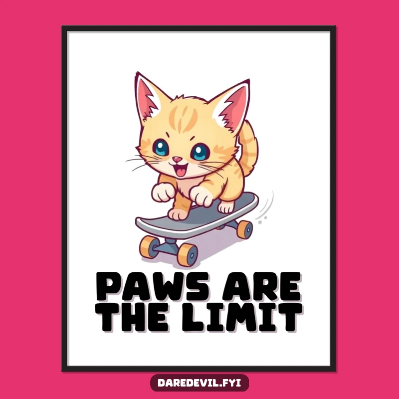 Funny Kitten Skateboard Digital Print: Extreme Speed Art, Instant Humorous Gift