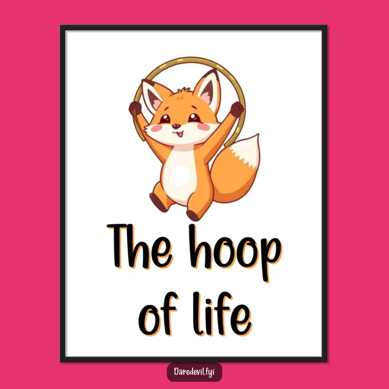 Funny Fox Hoop Jump Digital Art: Instant Animal Joy Download, Perfect Funny Gift