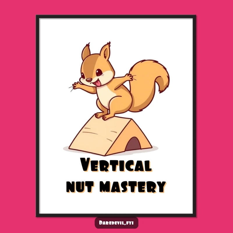 Funny Squirrel Mini Ramp Digital Print: Hilarious Extreme Sports Art for Instant Download!