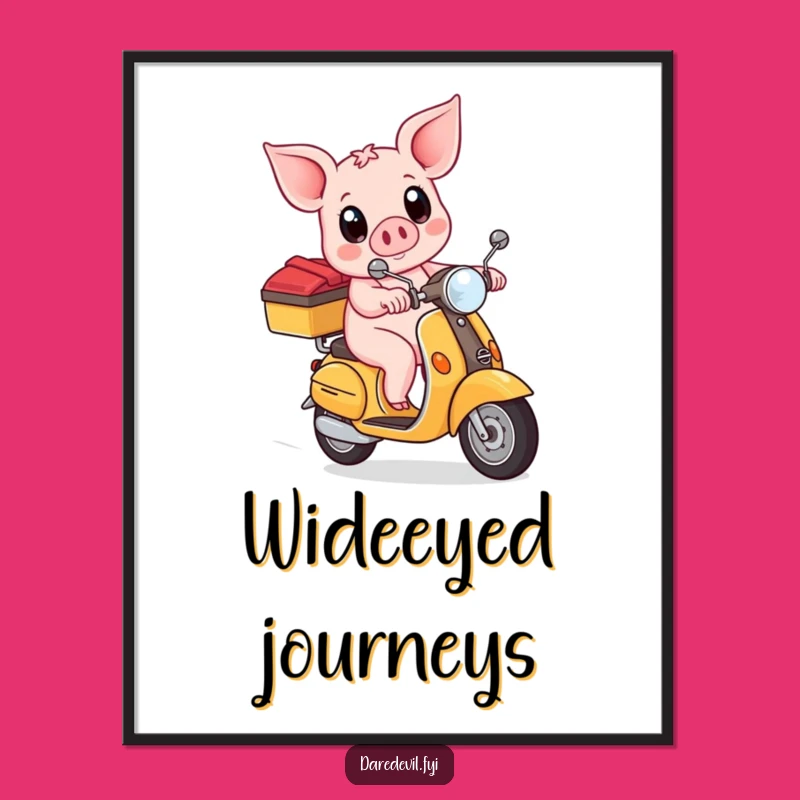 Funny Piglet Scooter Digital Art: Instant Rider Joy Download, Perfect Funny Gift