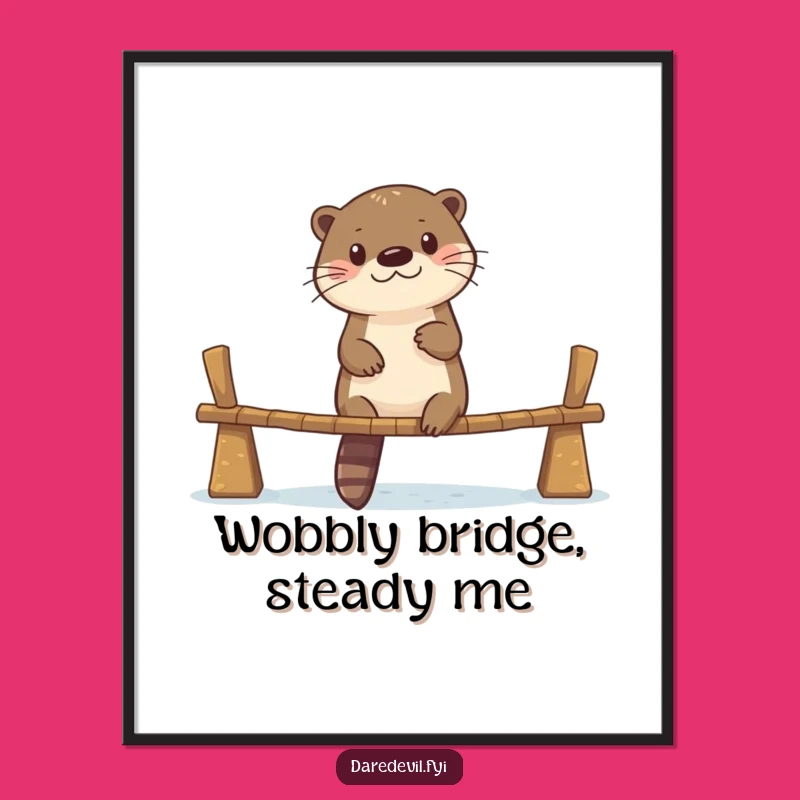 Funny Otter Bridge Crossing Digital Art: Hilarious Adventure Decor