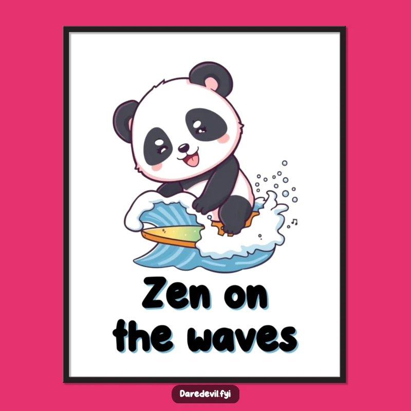 Funny Panda Surf Digital Art - Instant Ocean Vibes Download for Decor