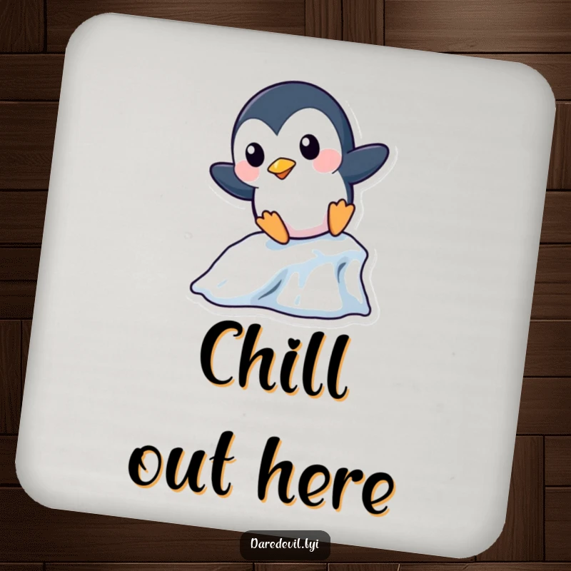 Funny Penguin Coaster: A playful penguin character slides down a miniature icicle, protecting surfaces with wintery humor.