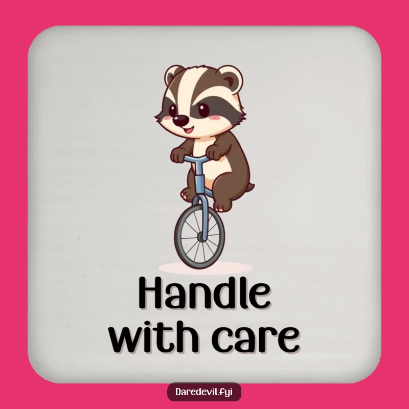 Funny Badger Unicyclist Coaster Set: Defend Tables with Determined Style!