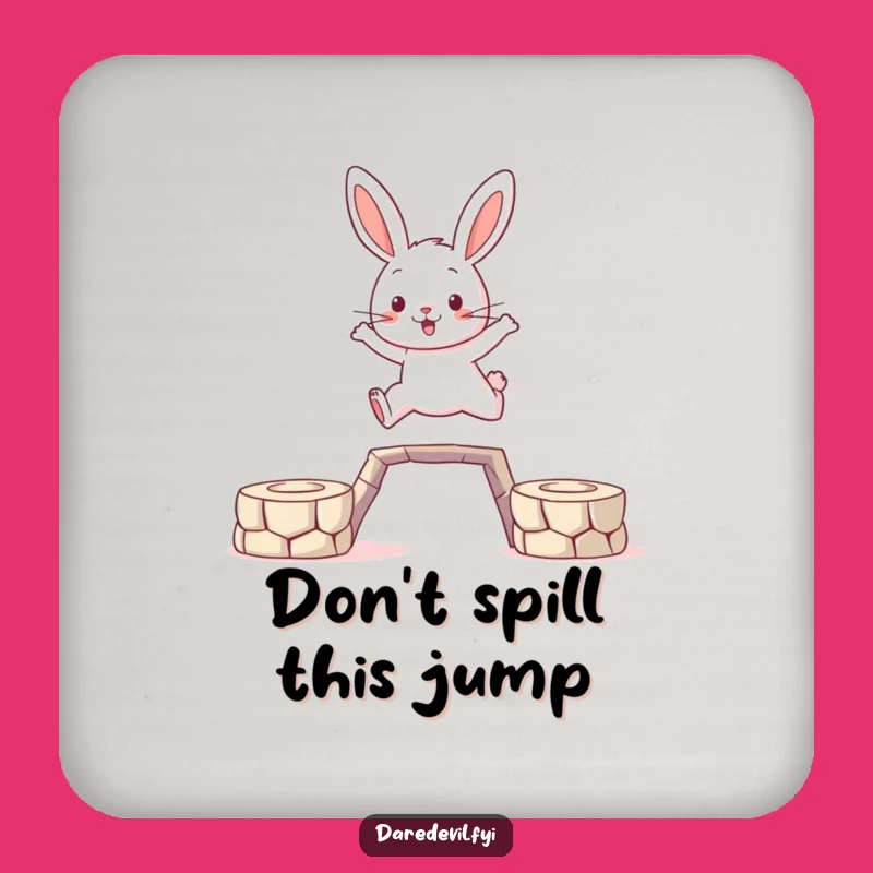 Funny Brave Rabbit Leaping Coaster: Protect Surfaces with Daring Style!