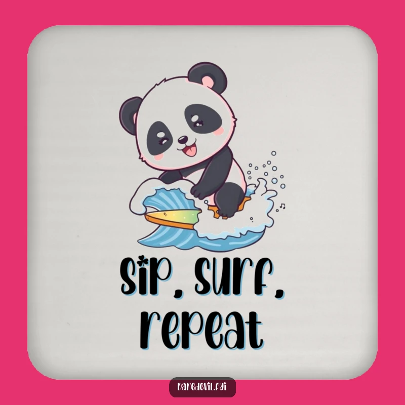 Funny Panda Surf Coasters - Set of 4 Ocean Drink Savers