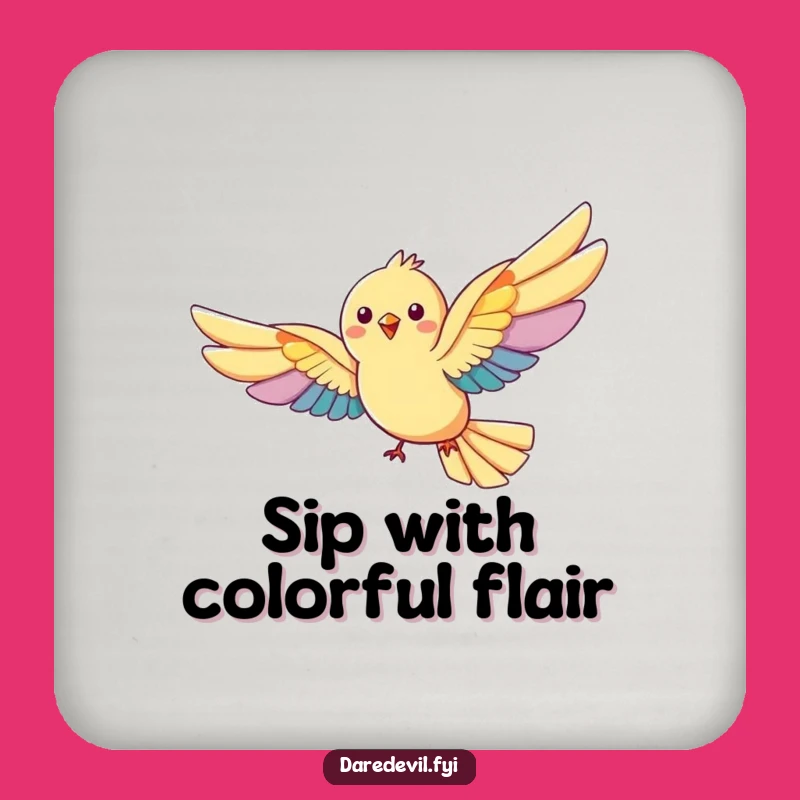 Funny Rainbow Bird Coaster Set: Protect Surfaces with Hilarious Art, Ideal Funny Gift