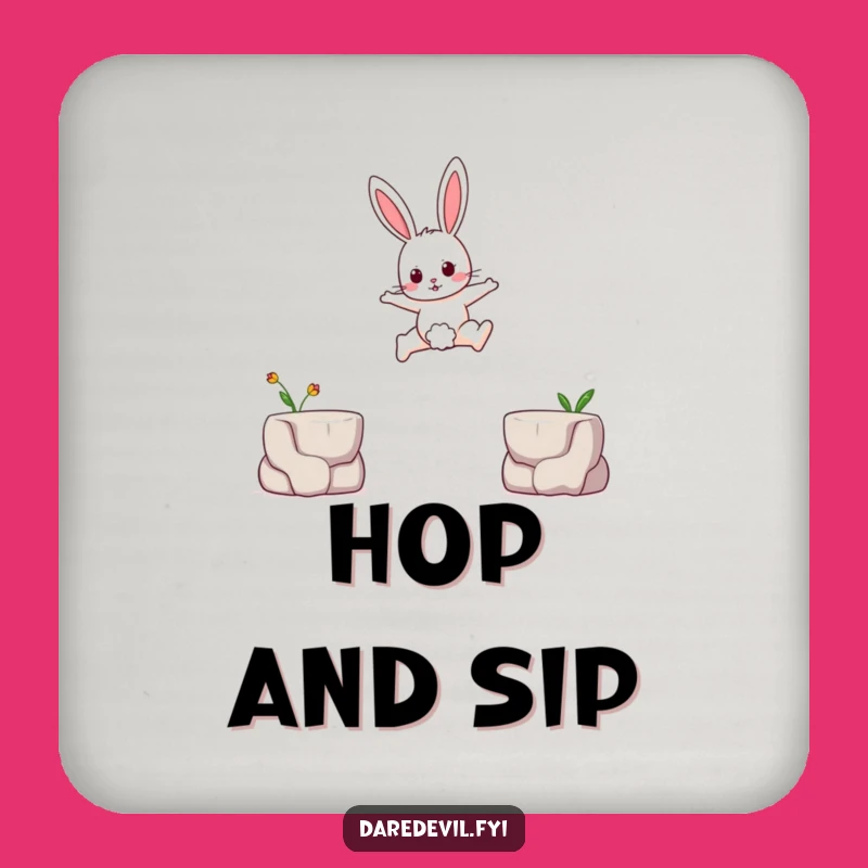 Funny Brave Rabbit Coaster: Protect Surfaces, Leaping Bunny Funny Gift