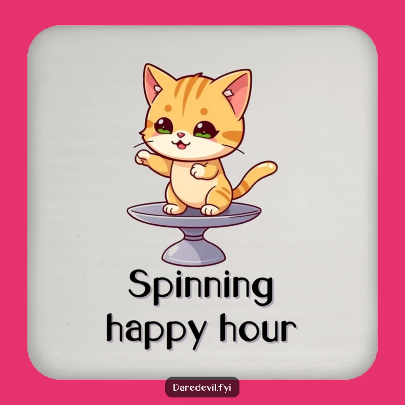 Funny Cat Plate Spin Coaster: Protect Surfaces with This Hilarious Feline Art!