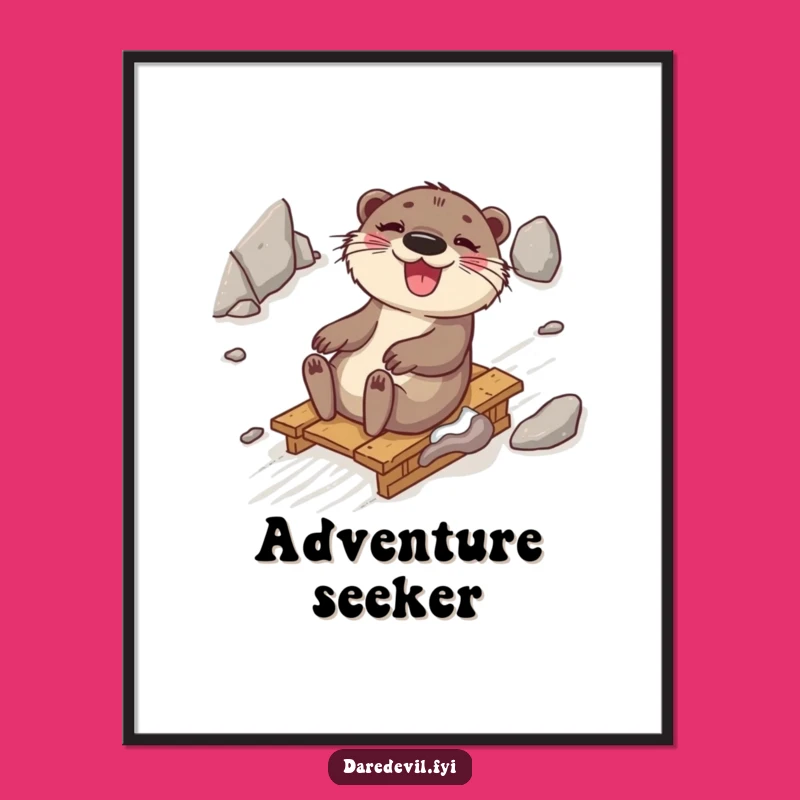 Funny Otter Sledding Poster: Decorate with Delight and Adventure!