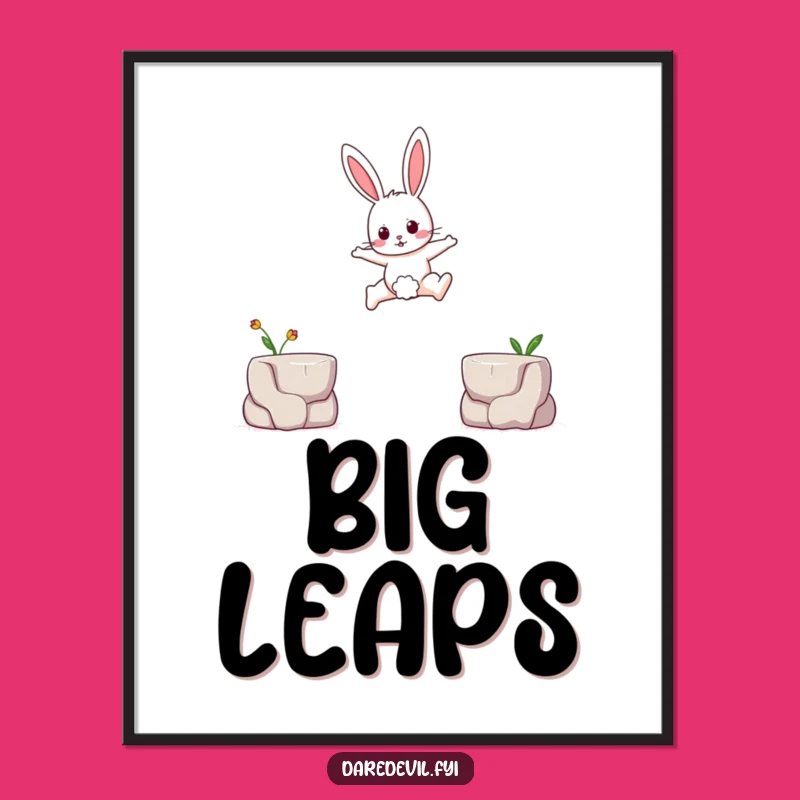 Funny Brave Rabbit Poster: Leaping Bunny Art, Whimsical Courageous Gift