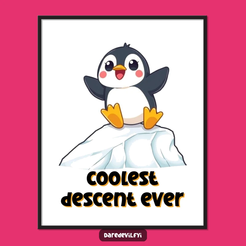 Funny Penguin Ramp Poster: Bring Icy Adventures to Your Walls
