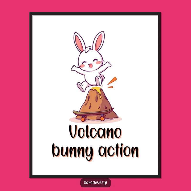 Funny Bunny Skateboard Volcano Poster - Wall Art That Brings the LOLs
