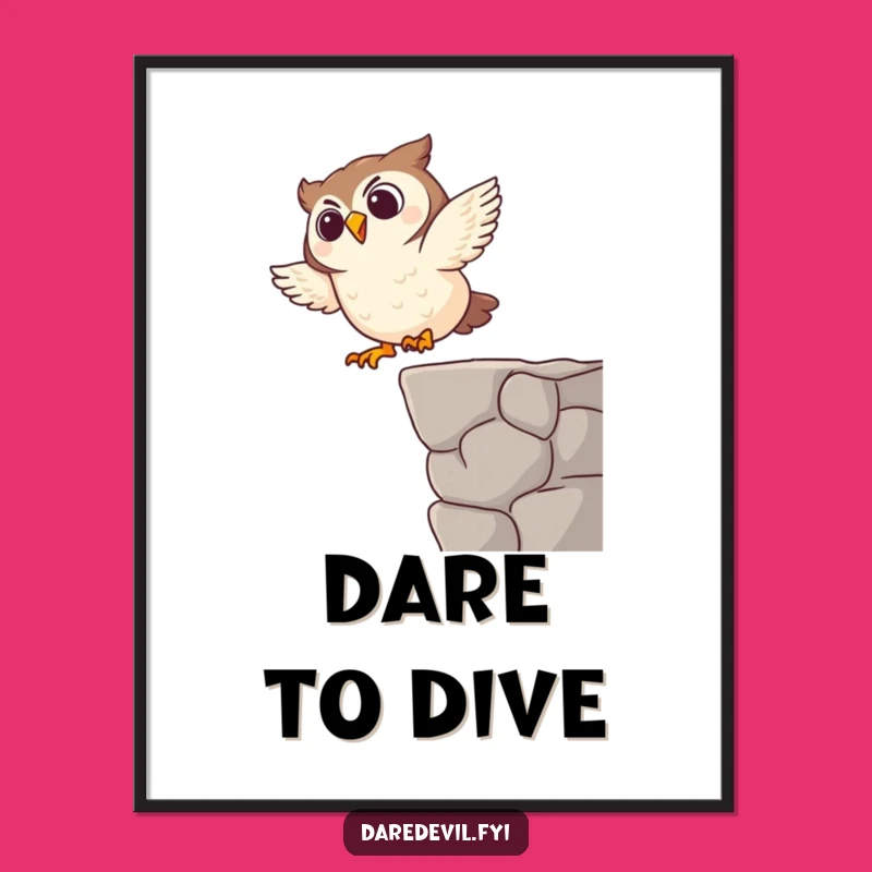 Funny Giggling Owl Dive Poster: Vibrant Cartoon Bird Art, Awesome Funny Gift