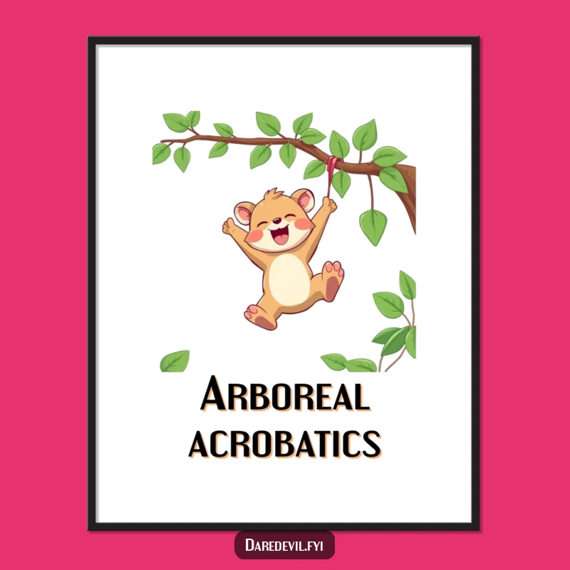 Funny Joyful Animal Poster: Vine Swinging Art, Perfect Funny Gift