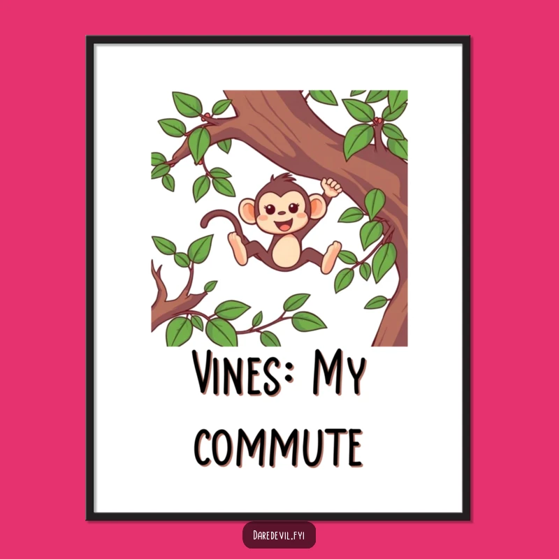 Funny Monkey Vine Swing Poster: High-Speed Primate Art for a Hilarious Gift!