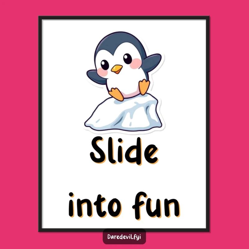 Funny Penguin Icicle Poster: Playful Penguin Art, Winter Decor, Perfect Funny Gift