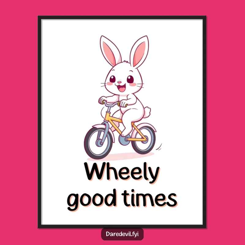 Funny Rabbit Bicycle Poster: Hilarious Art for Walls that Need a Smile!