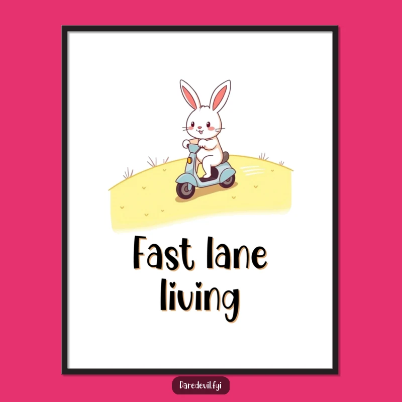 Funny Rabbit Scooter Poster - Cheerful Wall Decor for Speed Lovers Gift
