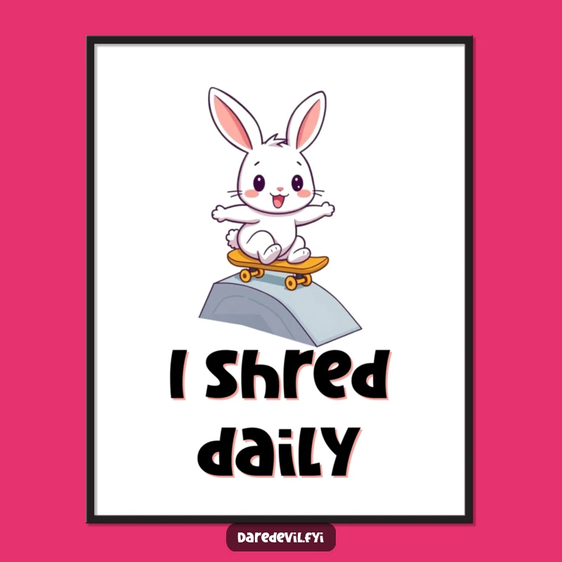 Funny Rabbit Skateboard Poster: Radical Art, Humorous Wall Decor for Skaters