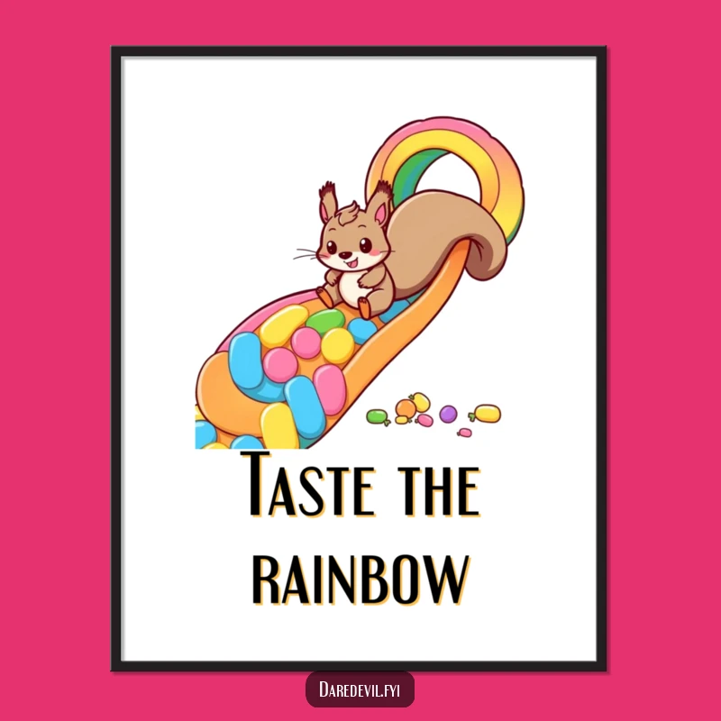 Funny Squirrel Candy Slide Poster: Playful Sweet Art for Wall Decor Gift