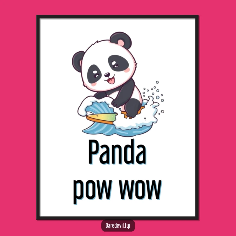 Funny Panda Surf Poster - Whimsical Ocean Art for Playful Decor
