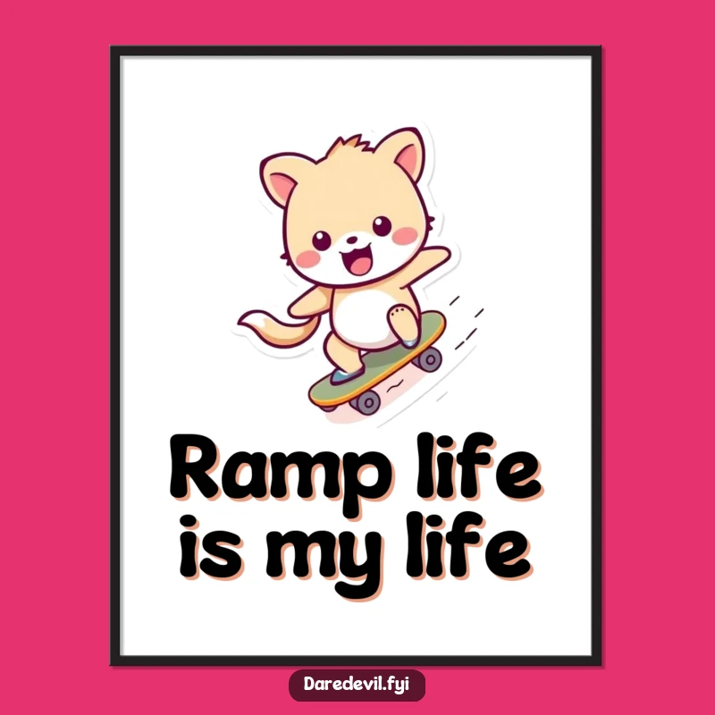Funny Skater Animal Poster: Cheerful Character's Ramp Zoom Art, Perfect Funny Gift