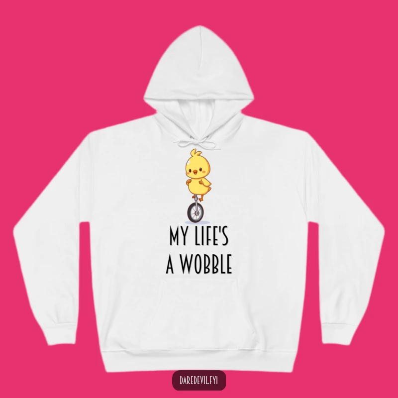 Funny Playful Chick Unicycle Hoodie: Cozy Bird Apparel, Perfect Funny Gift