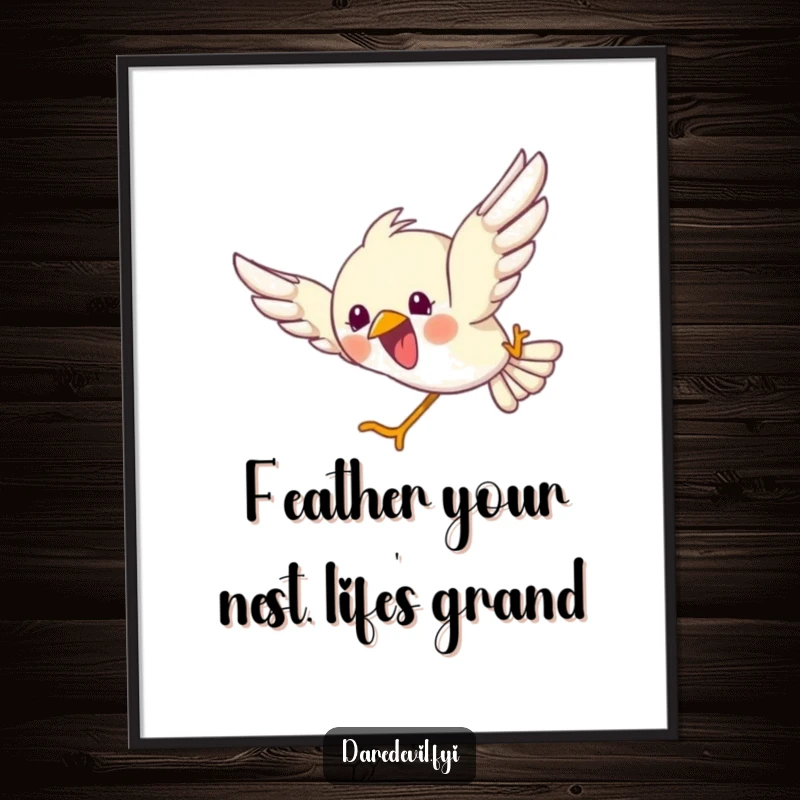 Funny Free Printable Wall Art: Bird dives headfirst with pure abandon, capturing a moment of exhilarating freedom.