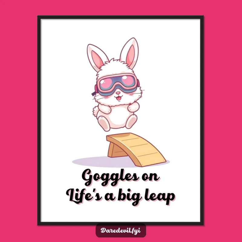 Free Printable Wall Art: Bunny Goggles Leap, Whimsical Downloadable Decor