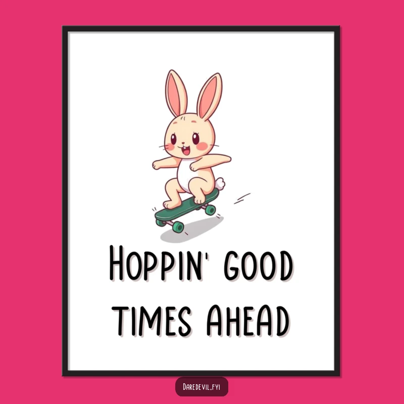 Free Printable Wall Art: Bunny Skateboarder Decor for DIY Gift Download