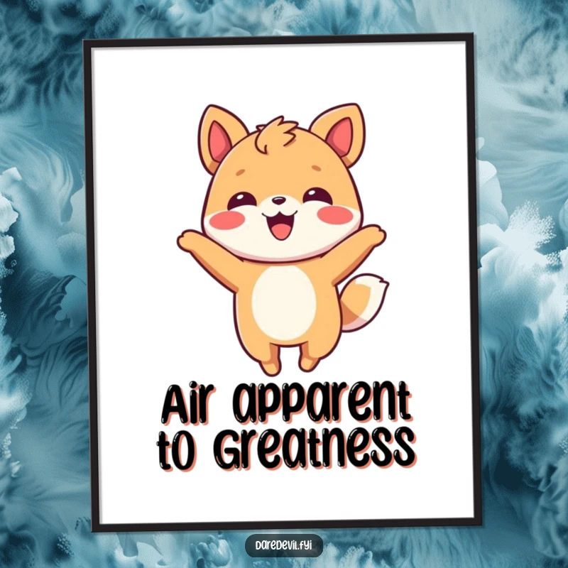 Funny Free Printable Wall Art featuring a smiling animal character performing an energetic and playful mid-air flip with glee.