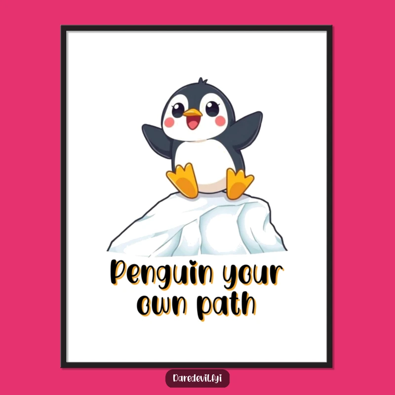 Funny Free Printable Penguin Wall Art: Ice Ramp Animal Downloadable Decor