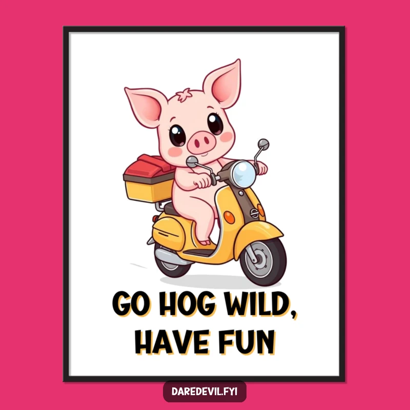 Funny Free Printable Piglet Wall Art: Scooter Rider Downloadable Decor!