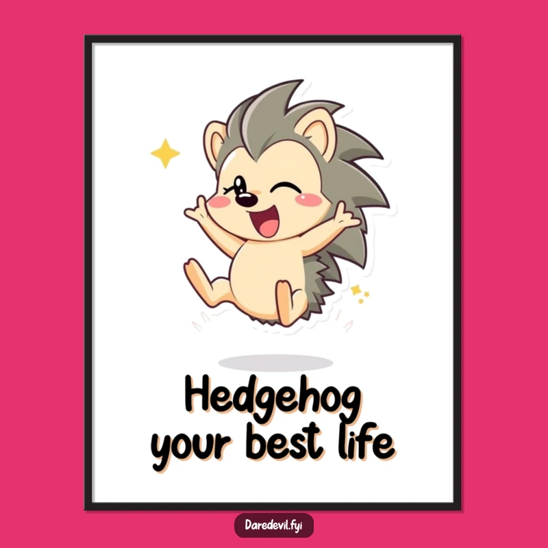 Funny Free Printable Wall Art: Energetic Hedgehog Somersault - Quirky Animal Downloadable Decor