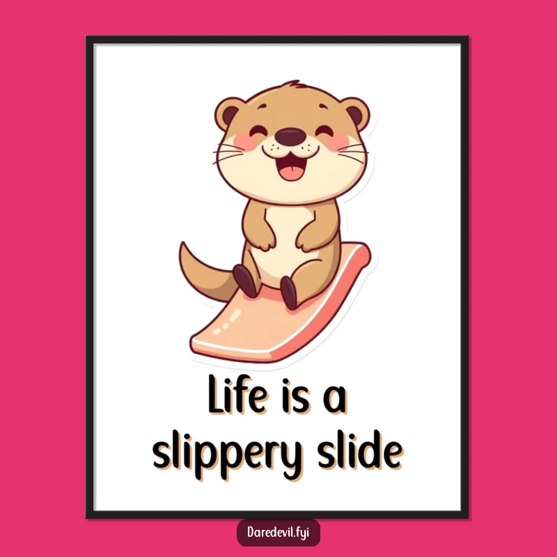 Free Printable Wall Art: Joyful Otter Slide, Humorous Downloadable Decor for Playful Spaces