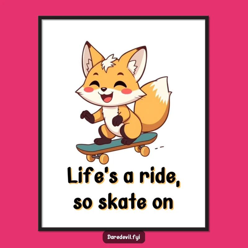 Free Printable Skater Fox Wall Art: Funny Downloadable Art for Awesome Spaces