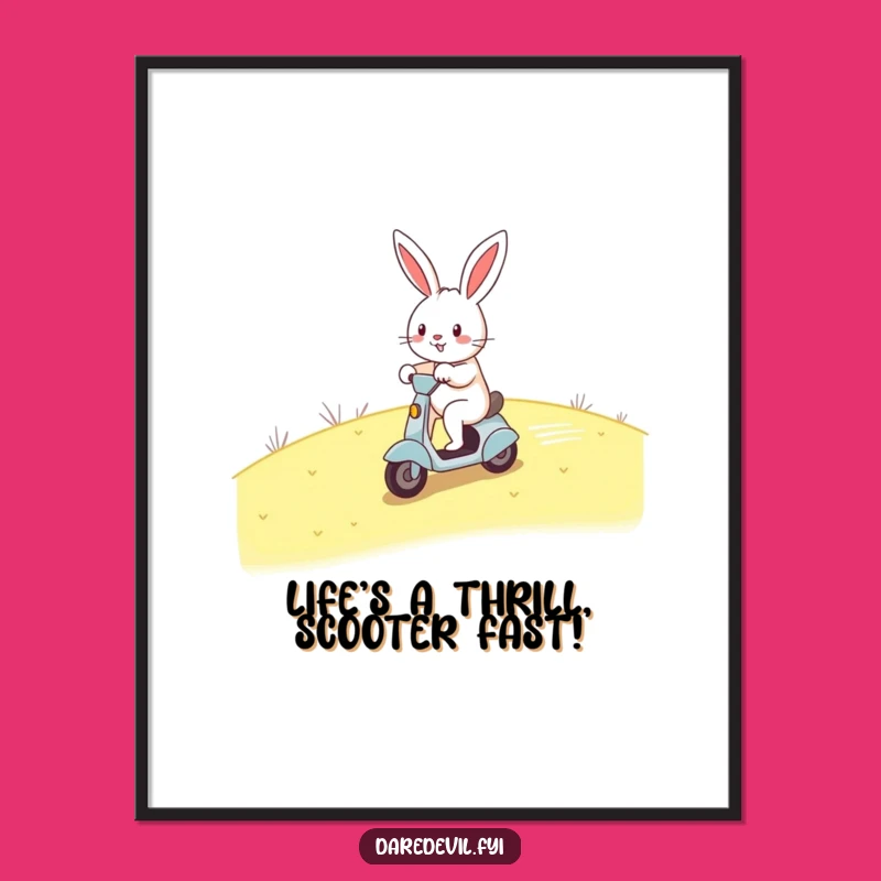 Free Printable Rabbit Scooter Wall Art: Funny Downloadable Art for Playful Spaces