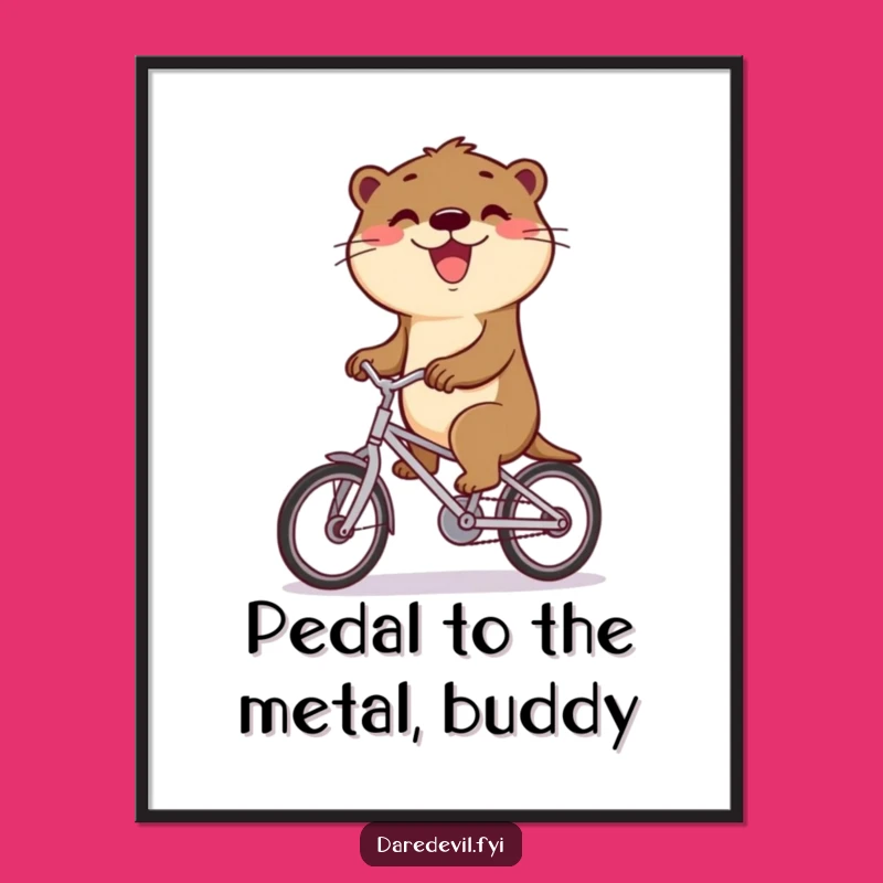 Funny Free Printable Wall Art: Otter on Bike, Humorous Downloadable Decor for Kids