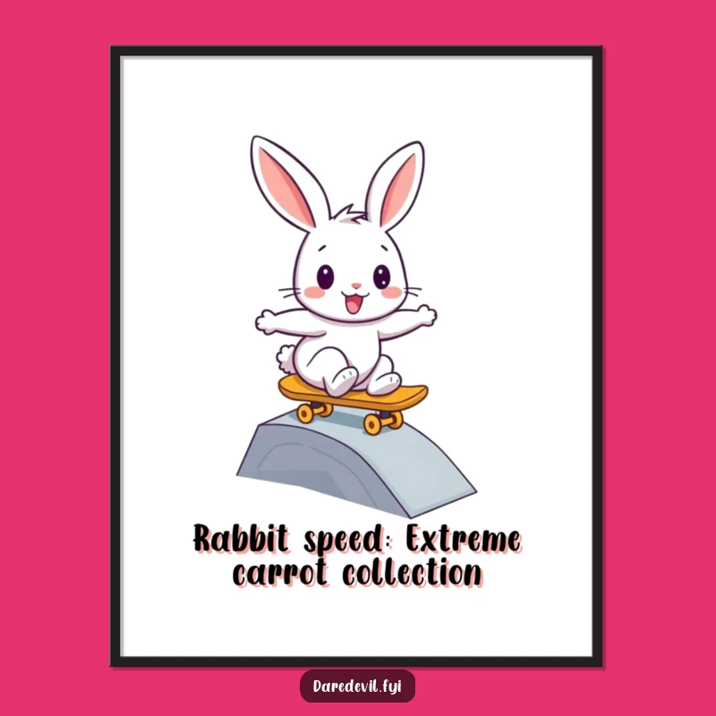 Free Printable Rabbit Wall Art: Skateboarder Downloadable Decor for a Cool Space