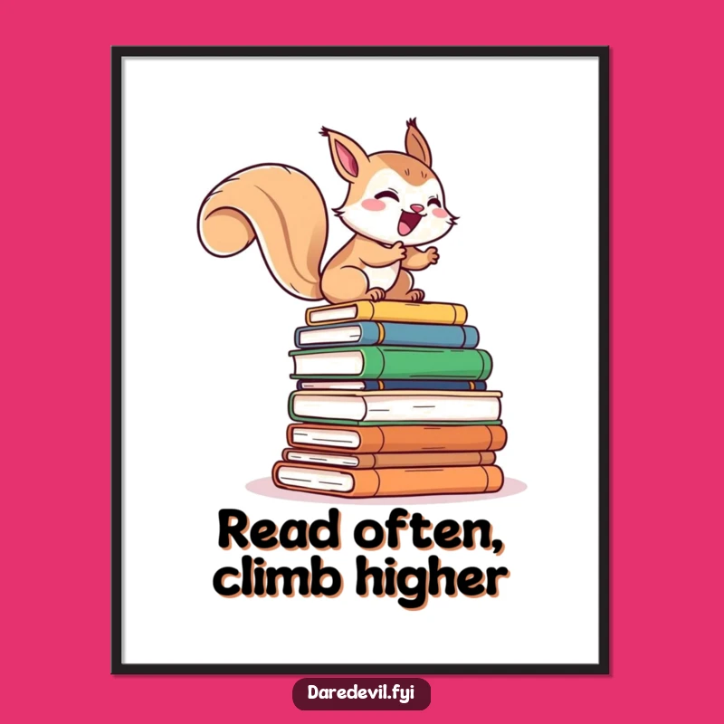 Free Printable Wall Art: Giggling Squirrel Reader, Funny Downloadable Decor