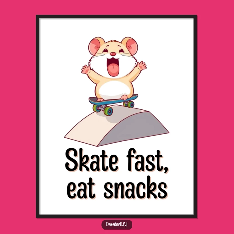 Free Printable Wall Art: Rad Hamster Skater, Humorous Downloadable Decor for Adventure Lovers